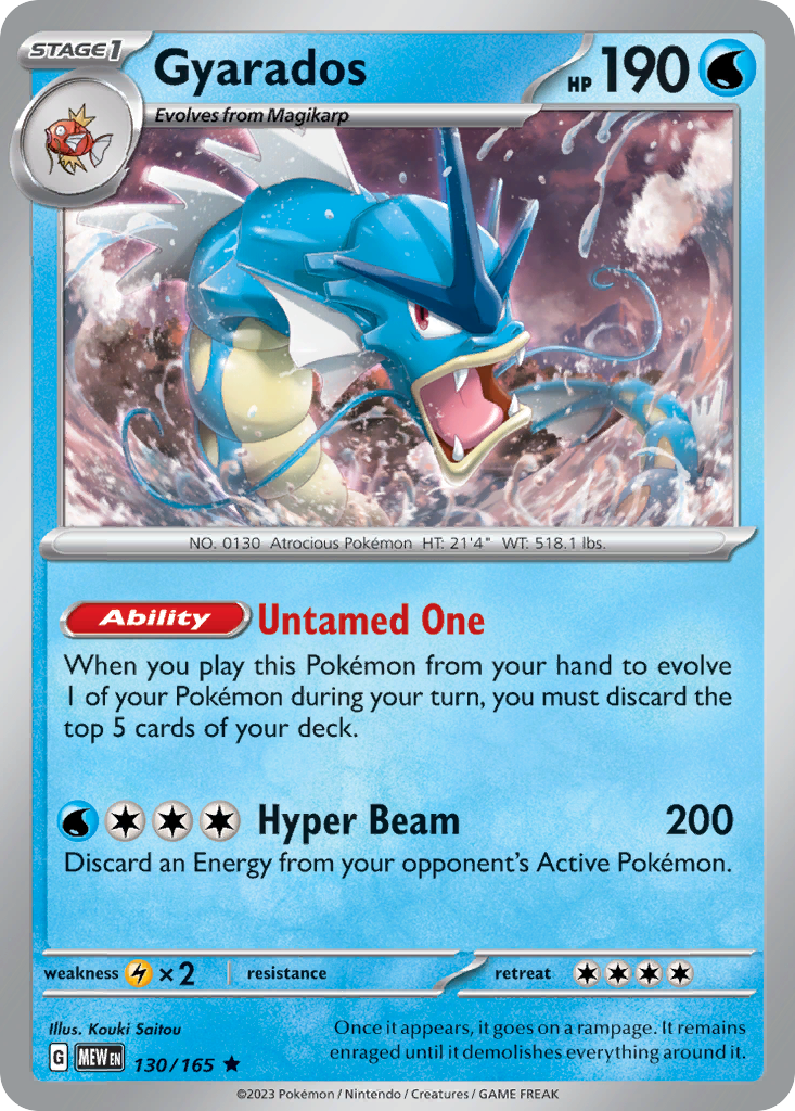 Gyarados 130/165 Rare Pokémon card - Scarlet & Violet 151