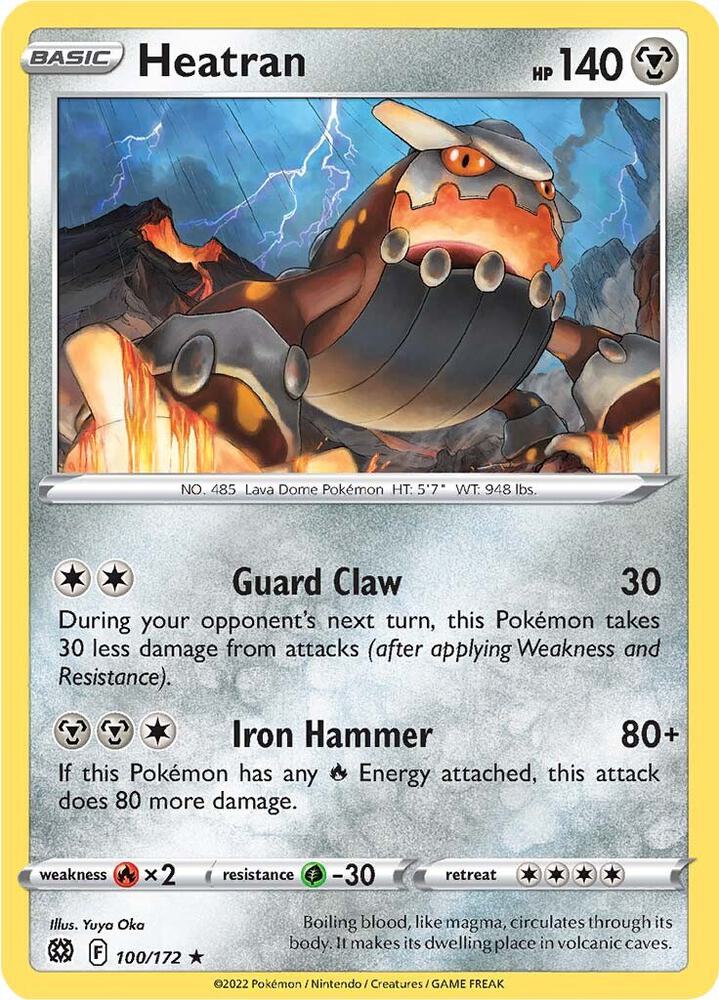 Heatran 100/172 Rare Pokémon card - Brilliant Stars