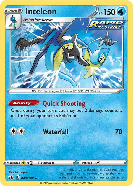 Inteleon #043/198 HOLO R - Chilling Reign Sword & Shield Pokemon 2021
