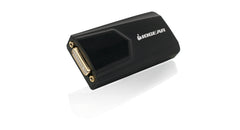 IOGEAR USB 3.0 External DVI Video Card GUC3020DW6 in black, angled view of the female DVI-I output port