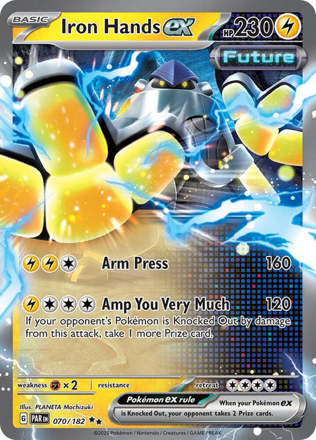 Iron Hands ex #070/182 HOLO RR - Paradox Rift Scarlet & Violet Pokemon 2023