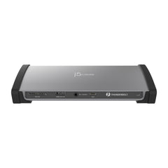 j5create JTD562 front view: SD 4.0 card slot, USB 2.0 port, mic and speaker jack, and the Thunderbolt 4 host port