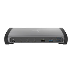 j5create JTD562 rear view with the DC input, three Thunderbolt 4 ports, RJ45 Ethernet and three USB 10Gbps ports