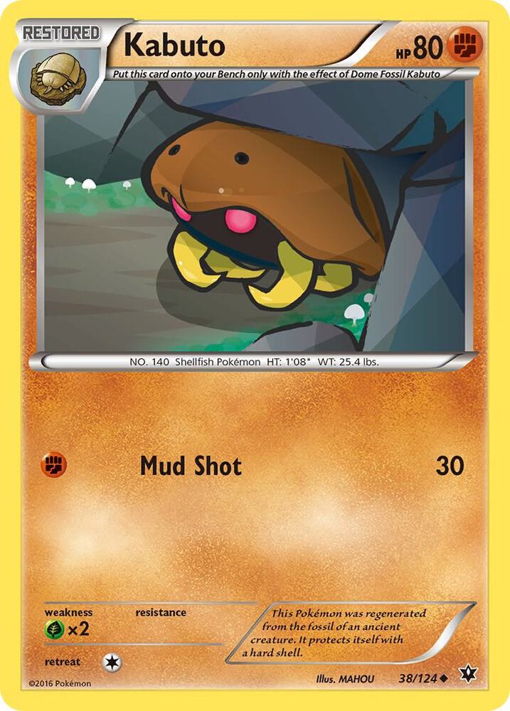 Kabuto 38/124 Uncommon Pokémon card - Fates Collide