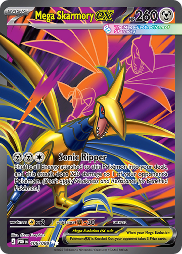 Mega Skarmory ex 106/088 Ultra Rare full art by 5ban Graphics, Pokemon TCG Perfect Order
