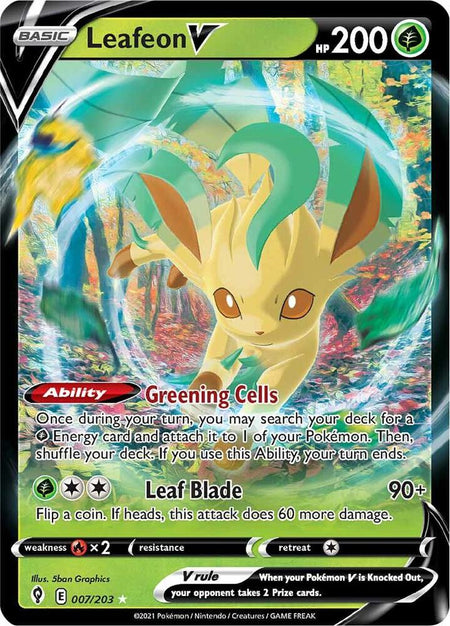 Leafeon V #007/203 HOLO UR - Evolving Skies Sword & Shield Pokemon 2021