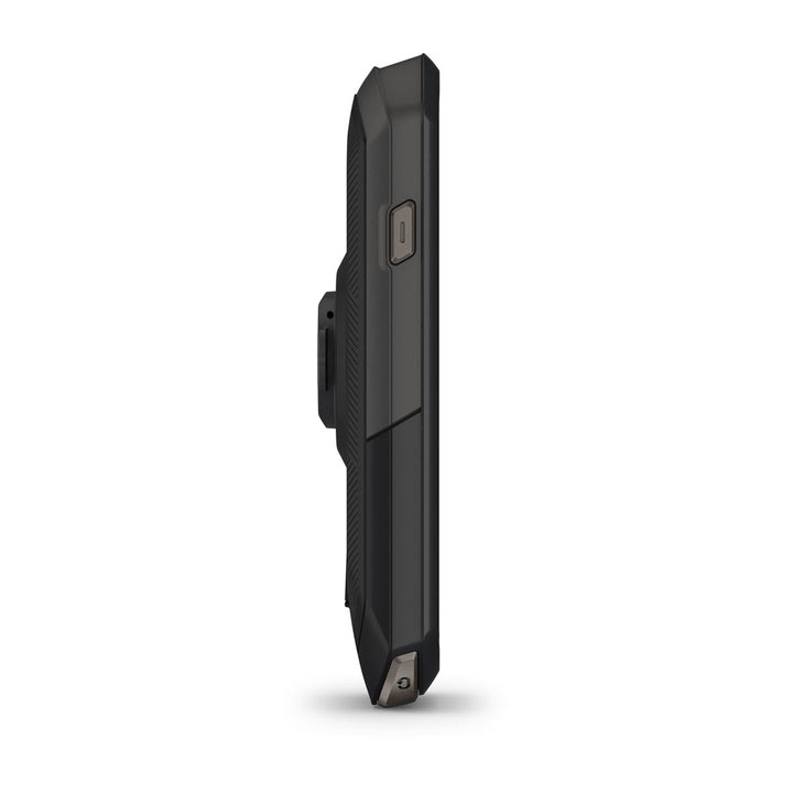 Garmin Edge 1050 viewed from the left, showing the case edge and touchscreen