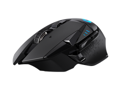 Logitech G502 LIGHTSPEED, front three-quarter view of the buttons and scroll wheel