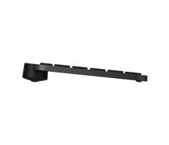 Side profile of the Logitech MX Keys Mini in Black showing the slim typing angle