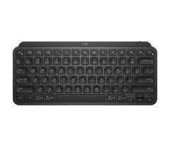 Logitech MX Keys Mini wireless keyboard in Black, top view of the English US QWERTY layout