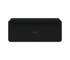 Underside of the Logitech MX Keys Mini in Black with its rubber feet and raised rear edge