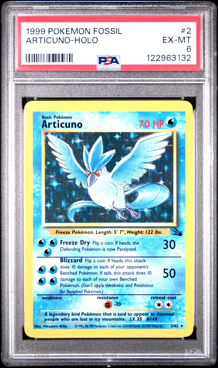 Articuno #2 Holo in PSA 6 - Pokemon 1999 Fossil