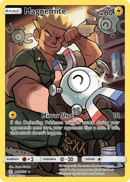 Magnemite #242/236 HOLO SCR - Cosmic Eclipse Sun & Moon Pokemon 2019