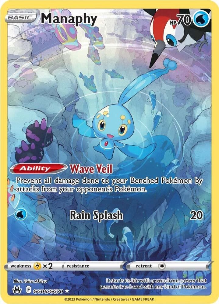 Manaphy GG06/GG70 Holo Rare Pokémon card - Crown Zenith Galarian Gallery