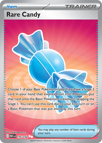 Rare Candy 175/132 full-art Ultra Rare Item card, Pokemon TCG Mega Evolution