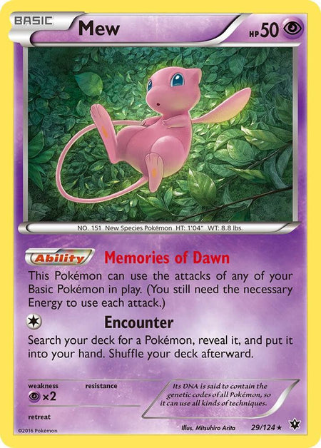 Mew #29/124 HOLO R - Fates Collide XY Pokemon 2016