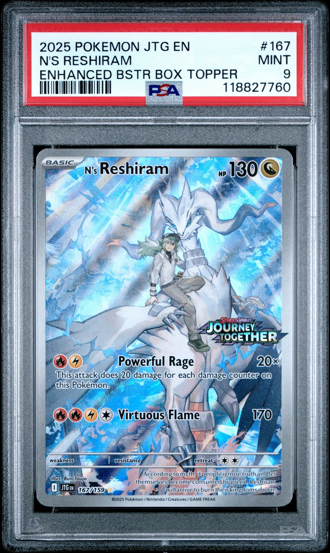 N's Reshiram #167 Enhanced Box Topper in PSA 9 - Journey Together Pokemon 2025 - Quaza Collect