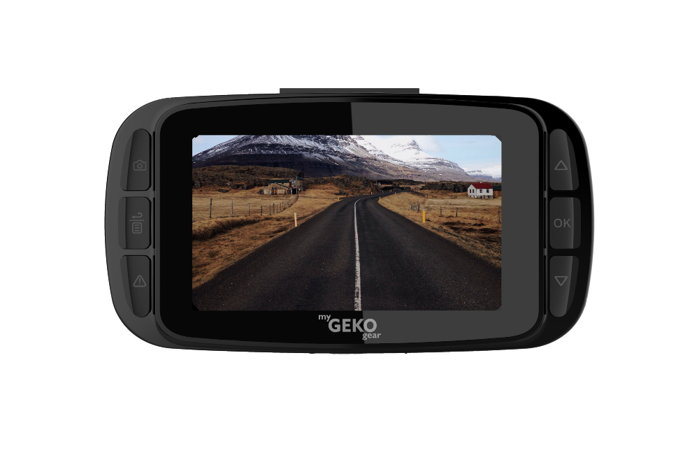 myGEKOgear Orbit 960 dash cam, rear 2.7 inch LCD screen and control buttons