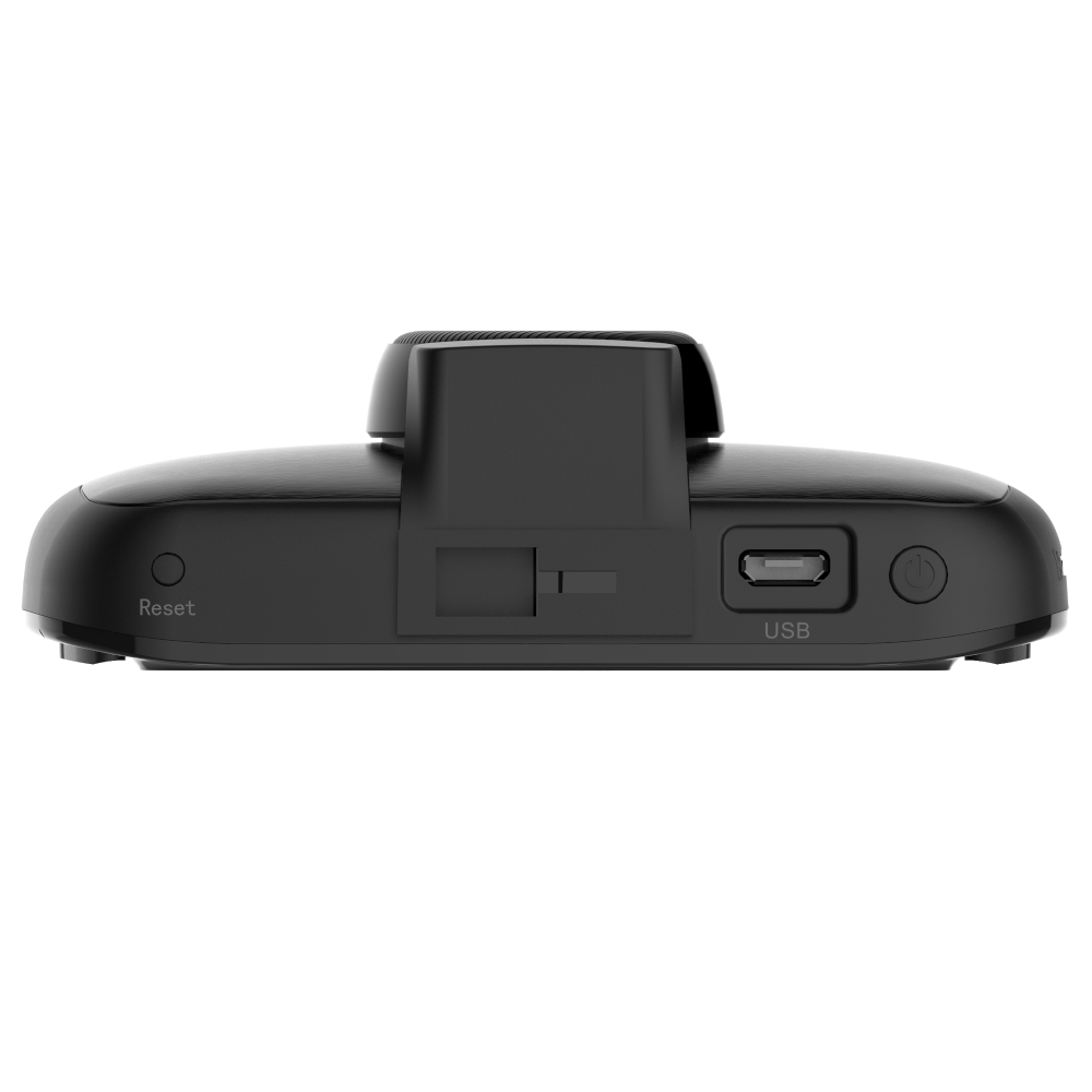 myGEKOgear Orbit 960 dash cam, top edge with reset button, USB port and power button