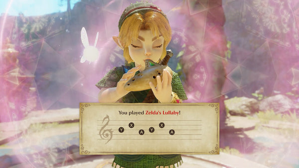 Young Link plays his ocarina and the game shows You played Zelda's Lullaby