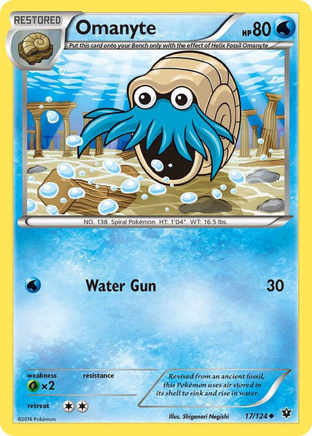 Omanyte #17/124 U - Fates Collide XY Pokemon 2016