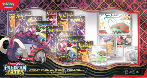 Pokemon TCG: Paldean Fates Great Tusk ex & Iron Threads ex Premium Collection - Scarlet and Violet