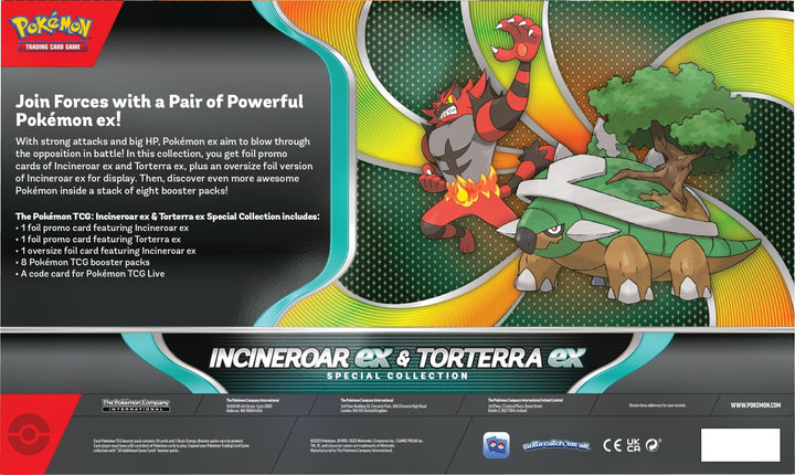 Pokemon TCG: Incineroar ex & Torterra ex Special Collection (8 Booster Packs)