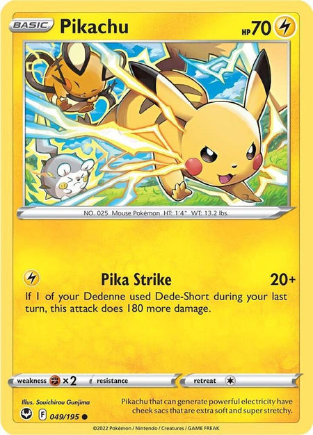 Pikachu #049/195 C - Silver Tempest Sword & Shield Pokemon 2022