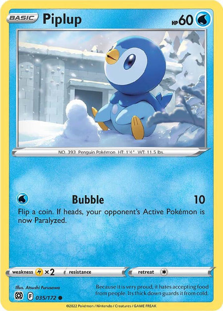 Piplup #035/172 C - Brilliant Stars Sword & Shield Pokemon 2022