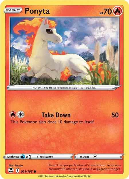 Ponyta #021/195 REV HOLO C - Silver Tempest Sword & Shield Pokemon 2022