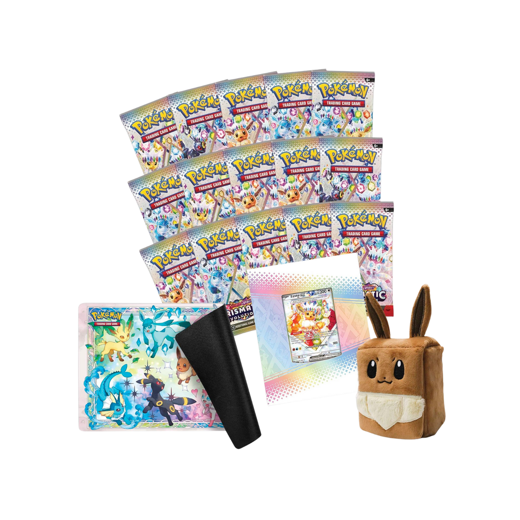 pokemon eevee booster box Prismatic Evolutions Super Premium Collection – Quaza Collect Variant:Set of 4 2-Player Perfect for display or Magic: The Gathering Foundations