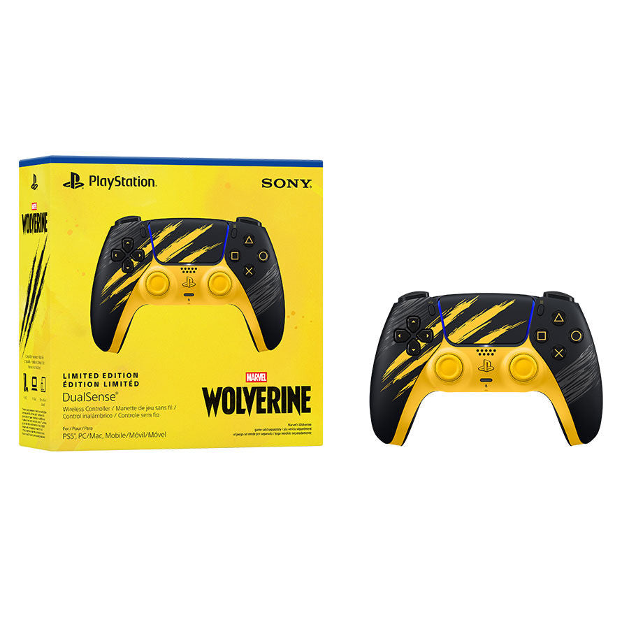DualSense Marvel's Wolverine Battle Yellow Limited Edition, retail box with the controller
