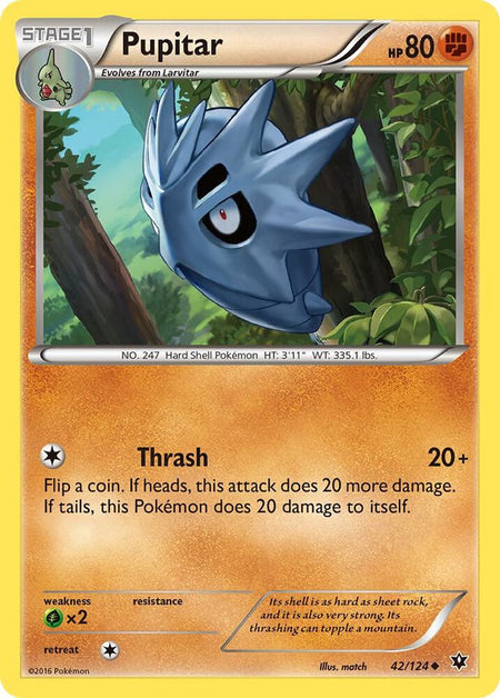 Pupitar #42/124 U - Fates Collide XY Pokemon 2016
