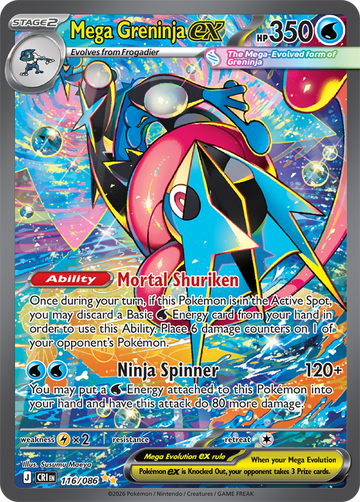 Mega Greninja ex 116/086 Special Illustration Rare by Susumu Maeya, Pokemon TCG Chaos Rising