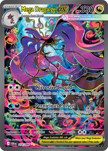 Mega Dragalge ex 118/086 Special Illustration Rare by Kazumasa Yasukuni, Pokemon TCG Chaos Rising