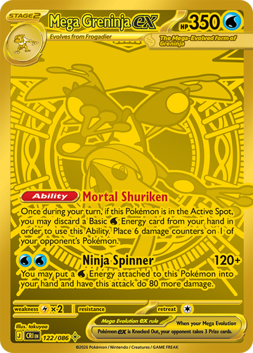 Mega Greninja ex 122/086 Mega Hyper Rare gold card by takuyoa, Pokemon TCG Chaos Rising