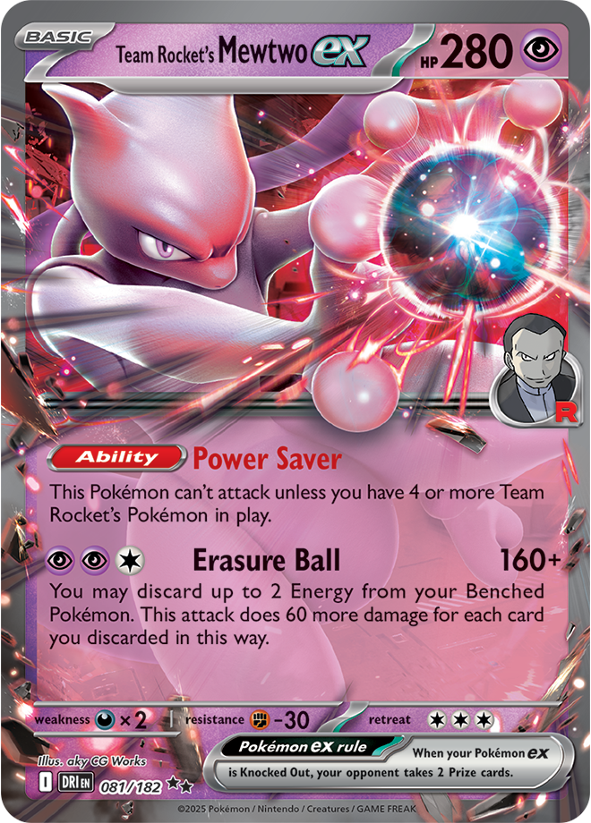 Team Rocket's Mewtwo ex 081/182 Double Rare, Pokémon TCG Destined Rivals