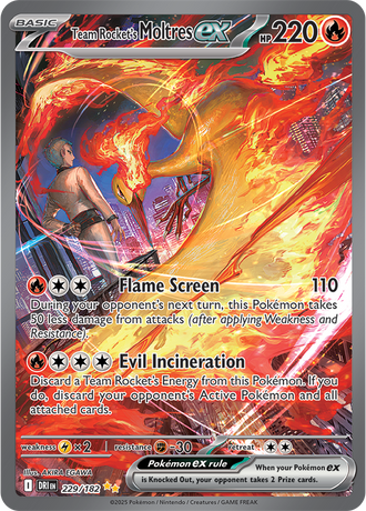 Team Rocket's Moltres ex 229/182 Special Illustration Rare by AKIRA EGAWA, Pokémon TCG Destined Rivals