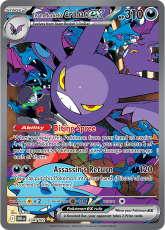 Team Rocket's Crobat ex 234/182 Special Illustration Rare, Pokémon TCG Destined Rivals