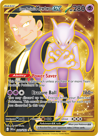 Team Rocket's Mewtwo ex 240/182 Hyper Rare, Pokémon TCG Destined Rivals