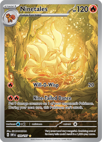 Ninetales 199/197 Illustration Rare by SIE NANAHARA, Pokémon TCG Obsidian Flames