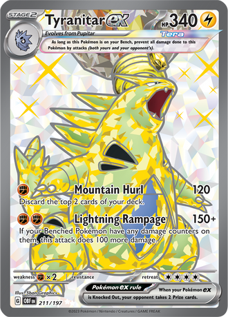 Tyranitar ex 211/197 Ultra Rare, Pokémon TCG Obsidian Flames
