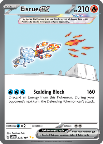 Eiscue ex 222/197 Special Illustration Rare by Toshinao Aoki, Pokémon TCG Obsidian Flames