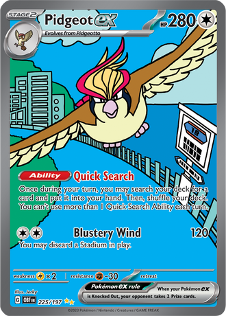 Pidgeot ex 225/197 Special Illustration Rare by Jerky, Pokémon TCG Obsidian Flames