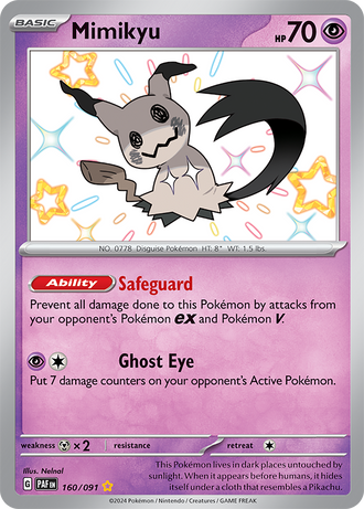 Mimikyu 160/091 Shiny Rare by Nelnal, Pokémon TCG Paldean Fates
