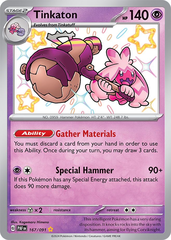 Tinkaton 167/091 Shiny Rare, Pokémon TCG Paldean Fates