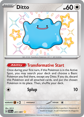 Ditto 201/091 Shiny Rare by 0313, Pokémon TCG Paldean Fates