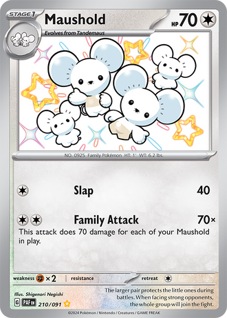 Maushold 210/091 Shiny Rare, Pokémon TCG Paldean Fates