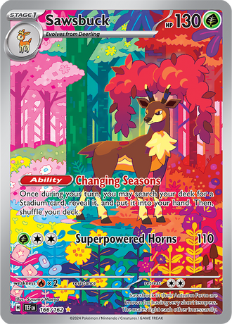 Sawsbuck 166/162 Illustration Rare, Pokémon TCG Temporal Forces