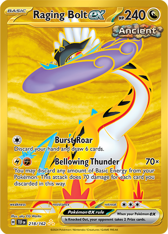 Raging Bolt ex 218/162 Hyper Rare, Pokémon TCG Temporal Forces